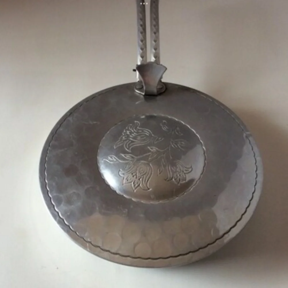 Vintage Butler's Bin Crumb Tray Handled Silver Small Pot Lid Lidded Pan Sweeper